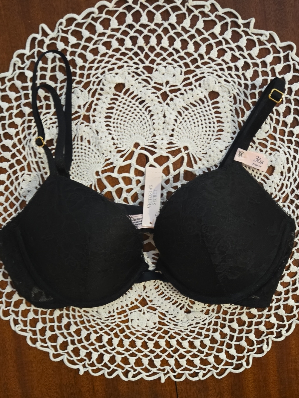 Victoria's Secret Very Sexy Push-up Black Lace Padded Bra with Adjustable Straps